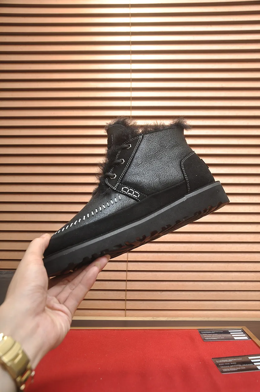 Men's shoes 💰640💶 [UGG] (full wool lining) top-end high-quality fur-in-one warm snow boots from Australia's warm luxury brand men's shoes, UGG-5877 official website synchronized, made of imported cowhide, carefully sewn...Imported rubber foam outsole (comfortable, soft, wear-resistant) The quality is really great...Exquisite workmanship, you can't put it down at first sight, available in sizes 39-44